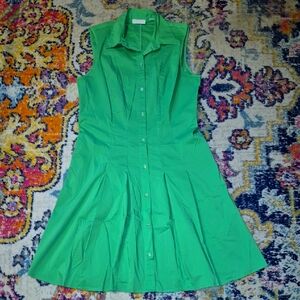 🎈New York & Company Kelly Green Sleeveless Shirt Dress